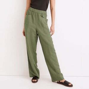 Madewell Linen-Blend Pull-On High-Rise Wide-Leg Pants, Size XL